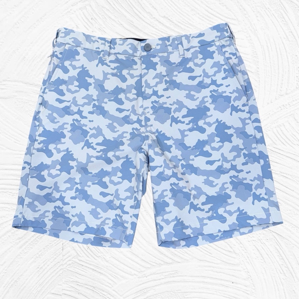 Mizzen+Main Helmsman Shorts Mens 32X8 Blue Camo Performance Stretch Golf